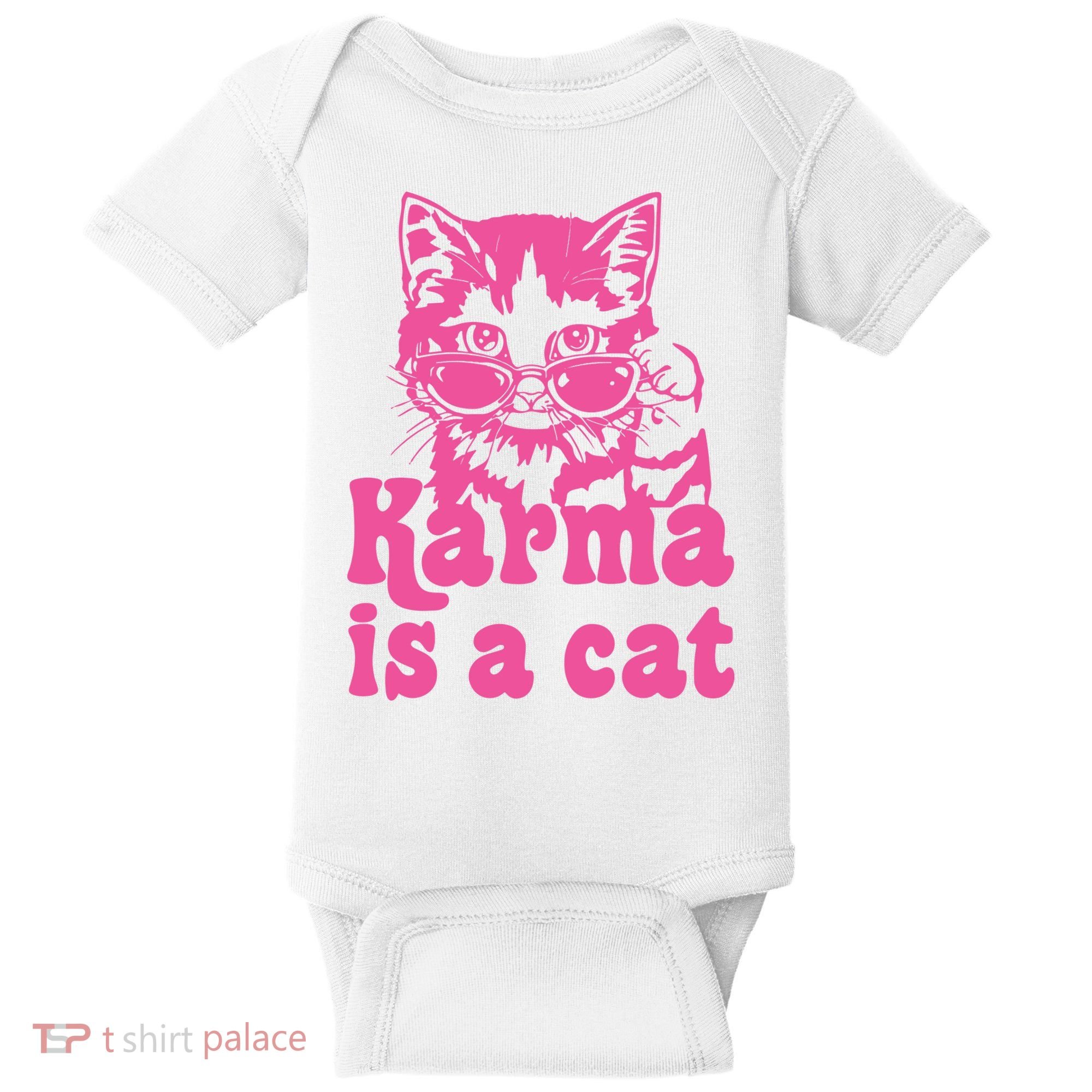 Karma Is A Cat Funny Karma Baby Bodysuit