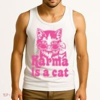 Karma Is A Cat Funny Karma Tank Top thumb 3