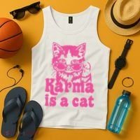 Karma Is A Cat Funny Karma Tank Top thumb 4