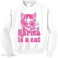 Karma Is A Cat Funny Karma Kids Sweatshirt thumb 0