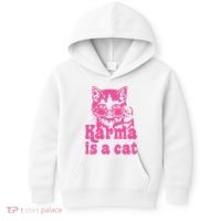 Karma Is A Cat Funny Karma Kids Hoodie thumb 0