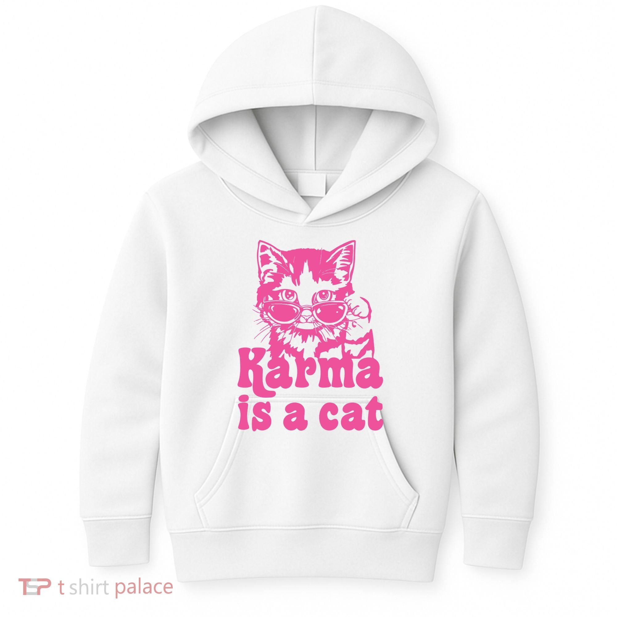 Karma Is A Cat Funny Karma Kids Hoodie