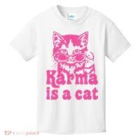 Karma Is A Cat Funny Karma Kids T-Shirt thumb 0