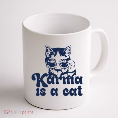 Karma Is A Cat Coffee Mug back