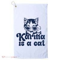 Karma Is A Cat Golf Towel thumb 0