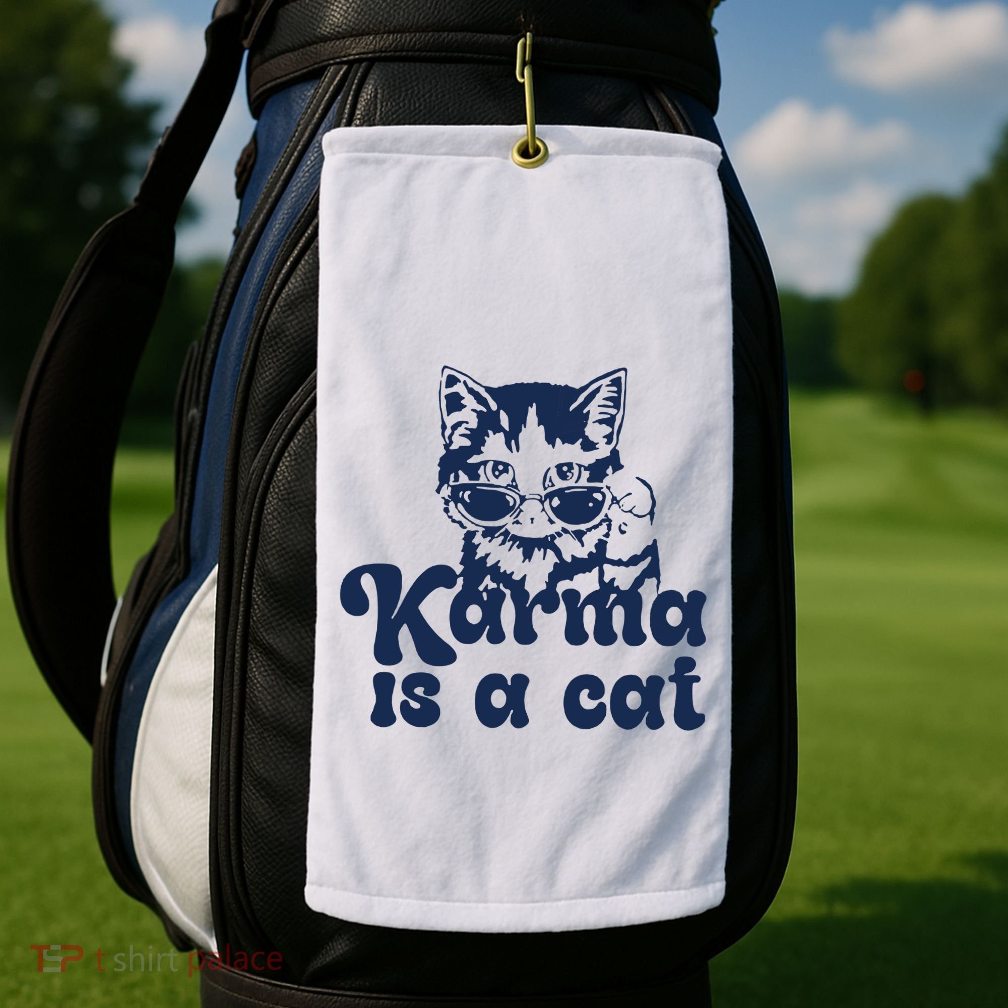 Karma Is A Cat Golf Towel