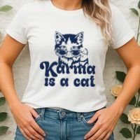 Karma Is A Cat Women's T-Shirt thumb 2