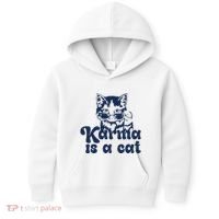 Karma Is A Cat Kids Hoodie thumb 0