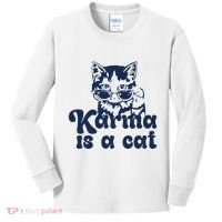 Karma Is A Cat Kids Long Sleeve Shirt thumb 0