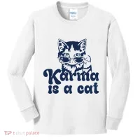 Karma Is A Cat Kids Long Sleeve Shirt thumb 0