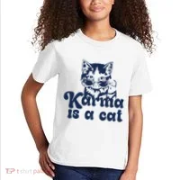 Karma Is A Cat Kids T-Shirt thumb 2