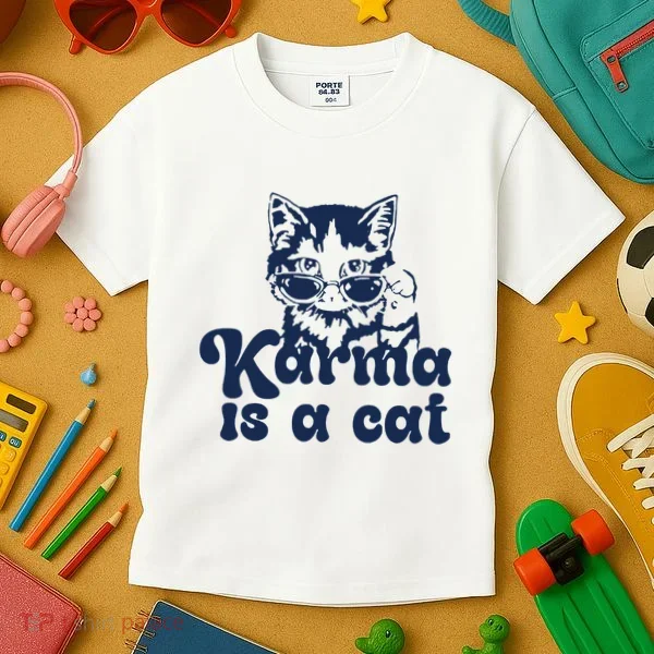 Karma Is A Cat Kids T-Shirt