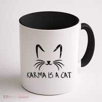 Karma Is A Cat Funny Cat Lover Gift Coffee Mug thumb 1