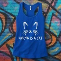 Karma Is A Cat Funny Cat Lover Gift Women's Tank Top thumb 3