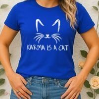Karma Is A Cat Funny Cat Lover Gift Women's T-Shirt thumb 2