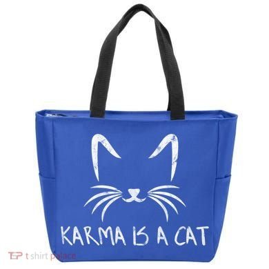 Karma Is A Cat Funny Cat Lover Gift Tote Bag
