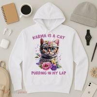 Karma Is A Cat Purring In My Lap Hoodie thumb 3