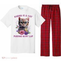 Karma Is A Cat Purring In My Lap Pajama Set thumb 0