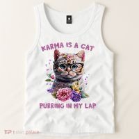 Karma Is A Cat Purring In My Lap Tank Top thumb 2