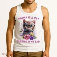 Karma Is A Cat Purring In My Lap Tank Top thumb 3