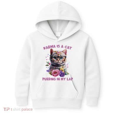 Karma Is A Cat Purring In My Lap Kids Hoodie