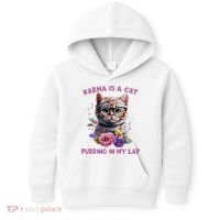 Karma Is A Cat Purring In My Lap Kids Hoodie thumb 0