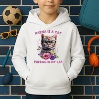 Karma Is A Cat Purring In My Lap Kids Hoodie thumb 2