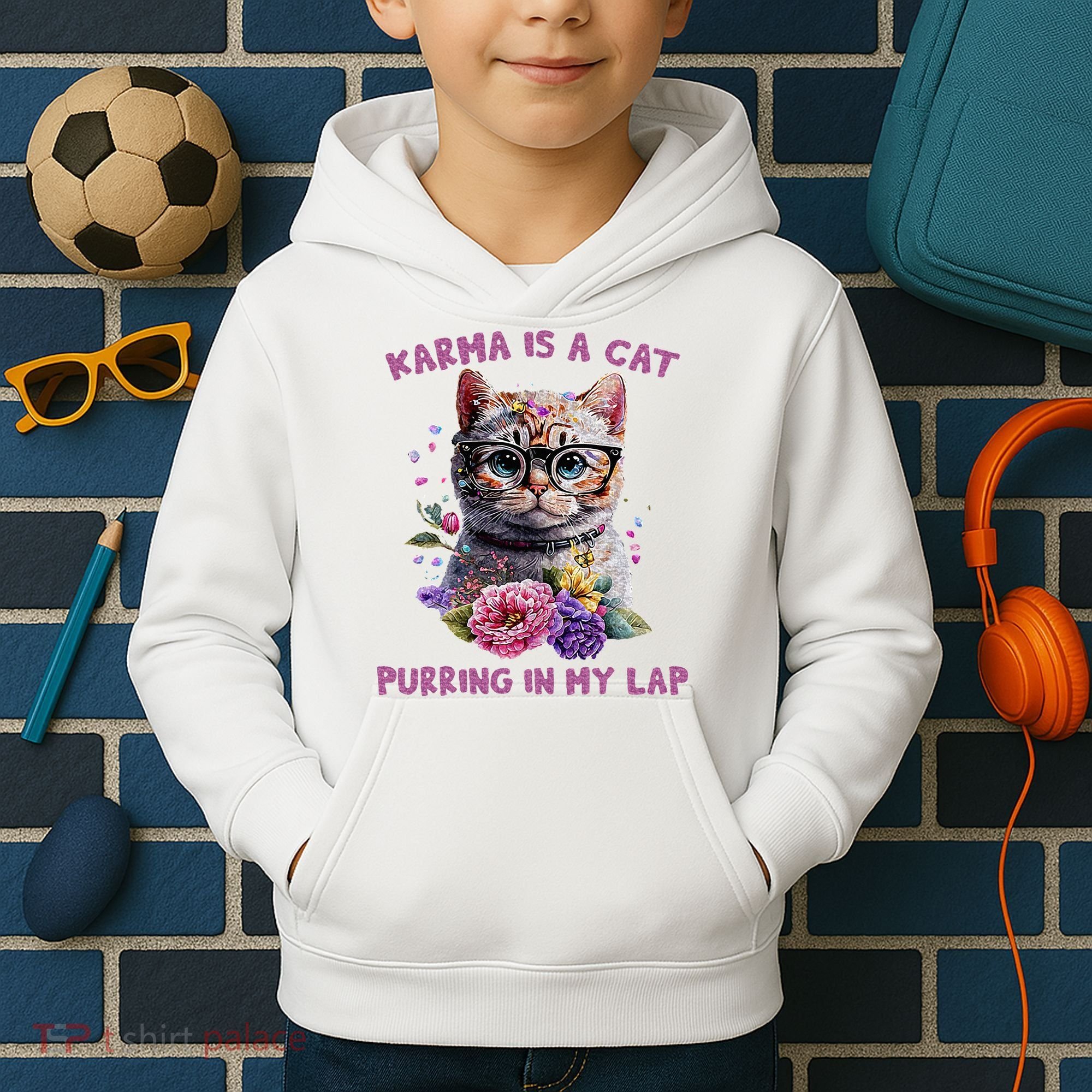Karma Is A Cat Purring In My Lap Kids Hoodie
