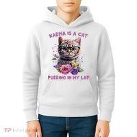 Karma Is A Cat Purring In My Lap Kids Hoodie thumb 4