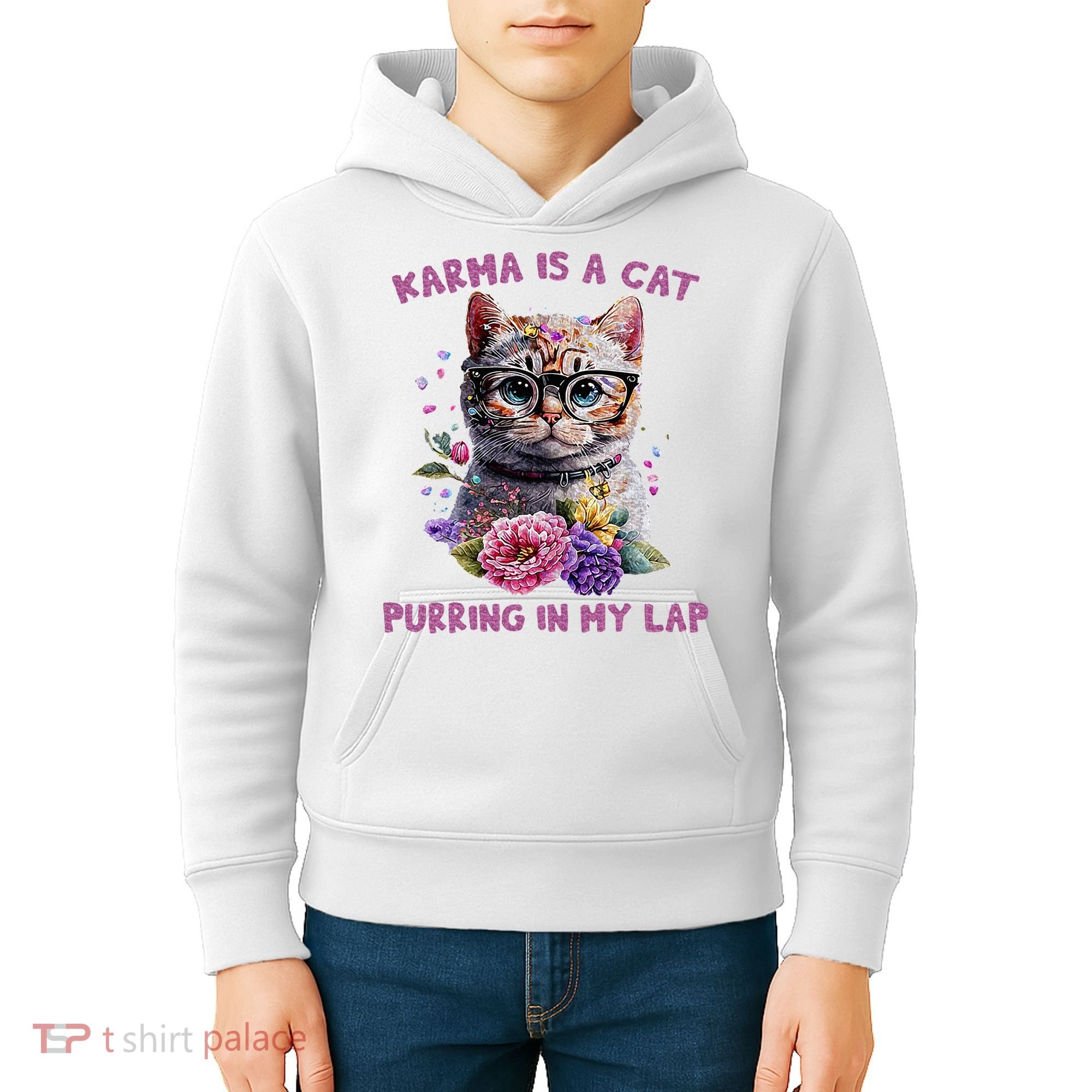 Karma Is A Cat Purring In My Lap Kids Hoodie