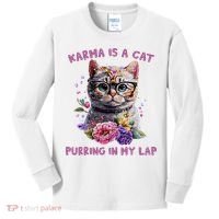 Karma Is A Cat Purring In My Lap Kids Long Sleeve Shirt thumb 0