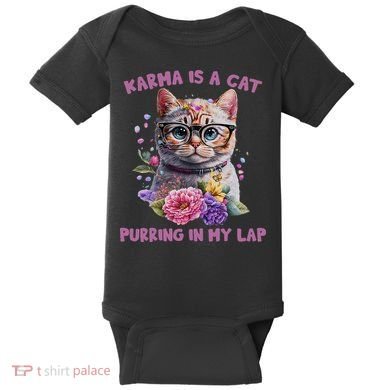 Karma Is A Cat Purring In My Lap Baby Bodysuit