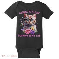 Karma Is A Cat Purring In My Lap Baby Bodysuit thumb 0