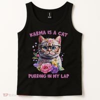 Karma Is A Cat Purring In My Lap Tank Top thumb 2