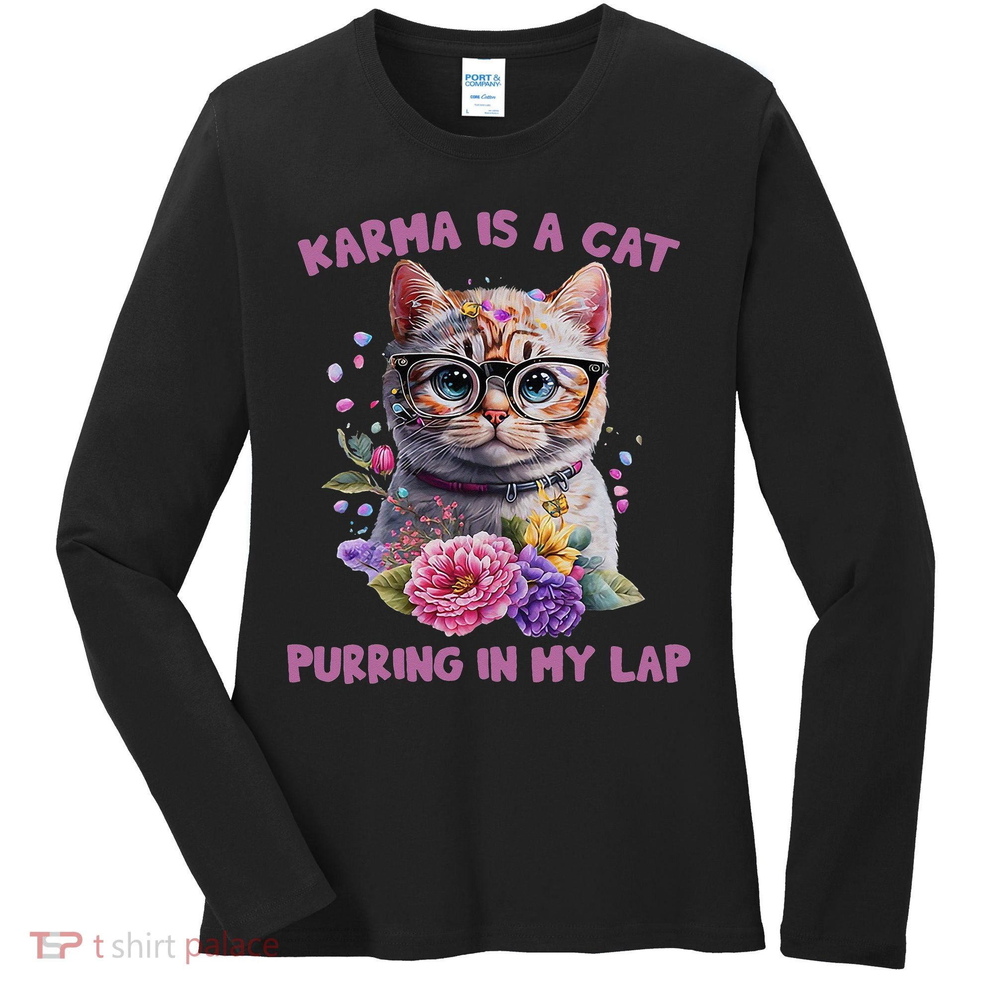 Karma Is A Cat Purring In My Lap Women's Long Sleeve Shirt