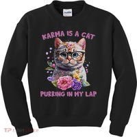 Karma Is A Cat Purring In My Lap Kids Sweatshirt thumb 0