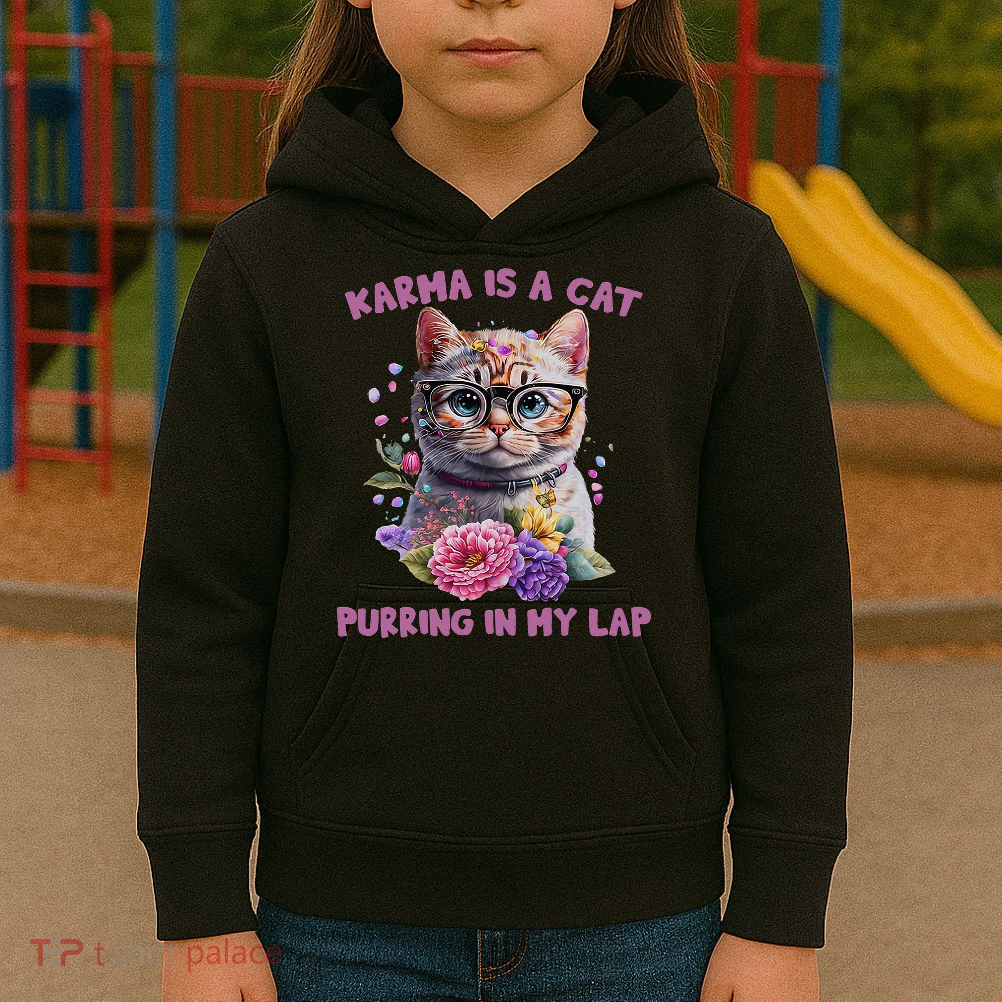 Karma Is A Cat Purring In My Lap Kids Hoodie