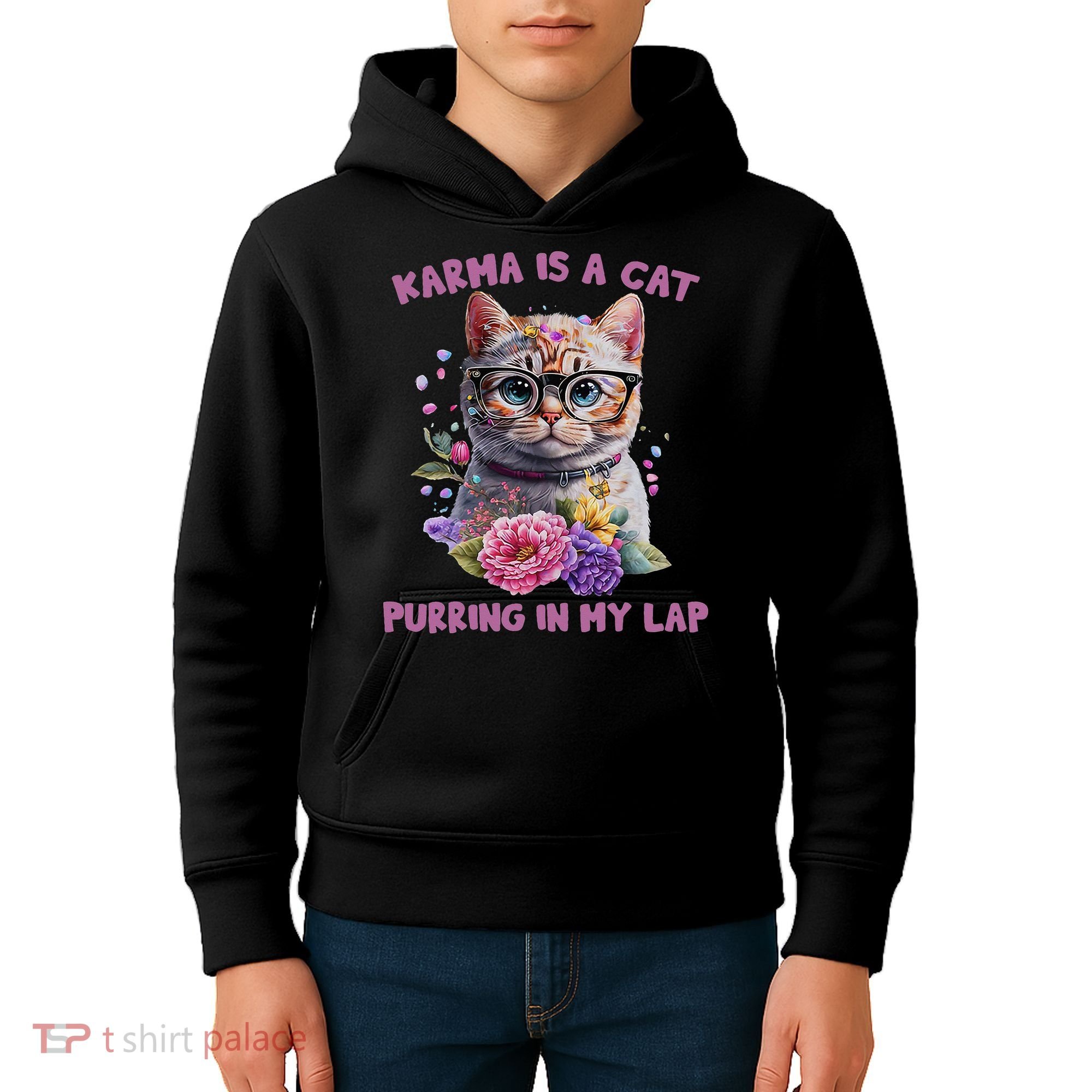 Karma Is A Cat Purring In My Lap Kids Hoodie