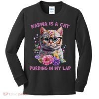 Karma Is A Cat Purring In My Lap Kids Long Sleeve Shirt thumb 0