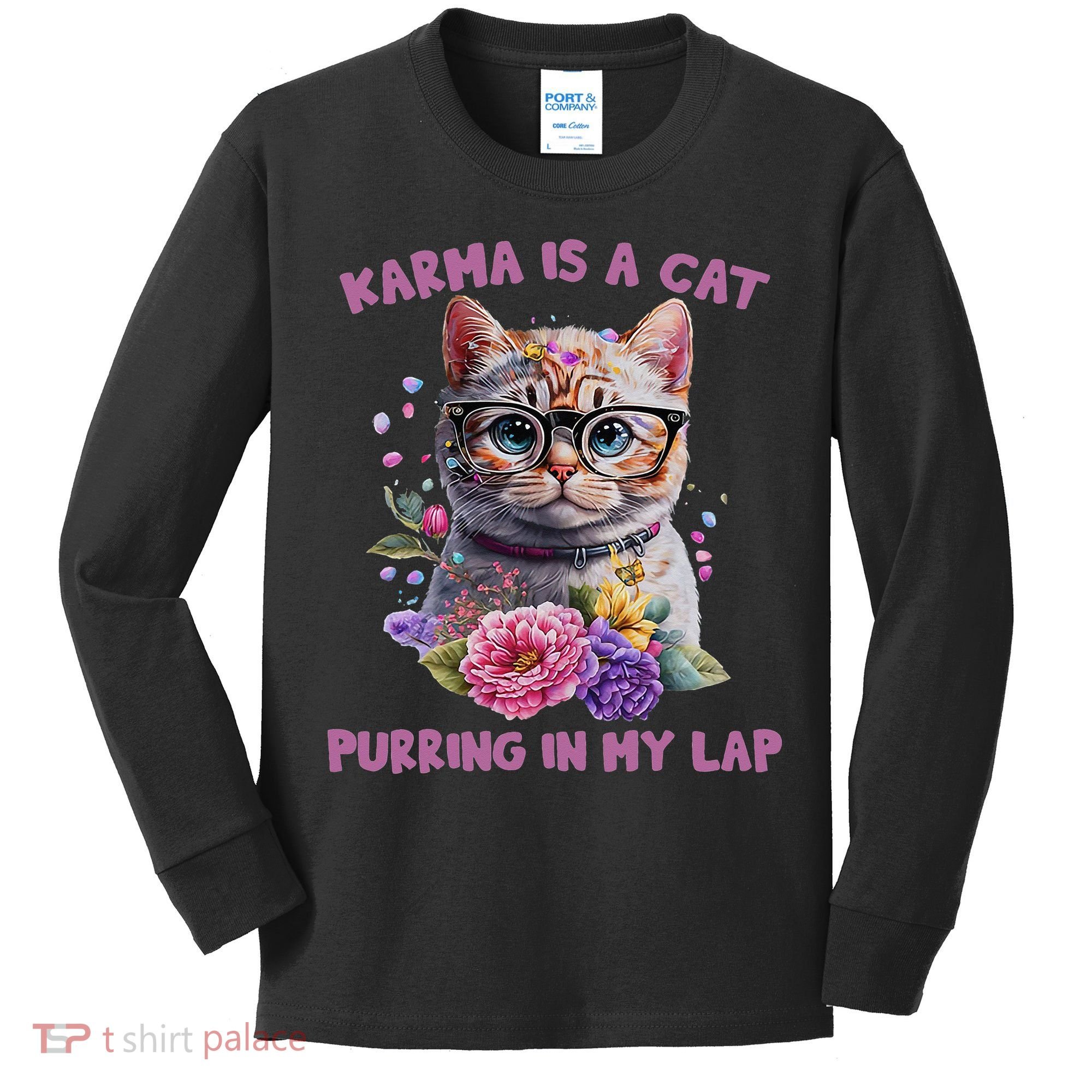 Karma Is A Cat Purring In My Lap Kids Long Sleeve Shirt