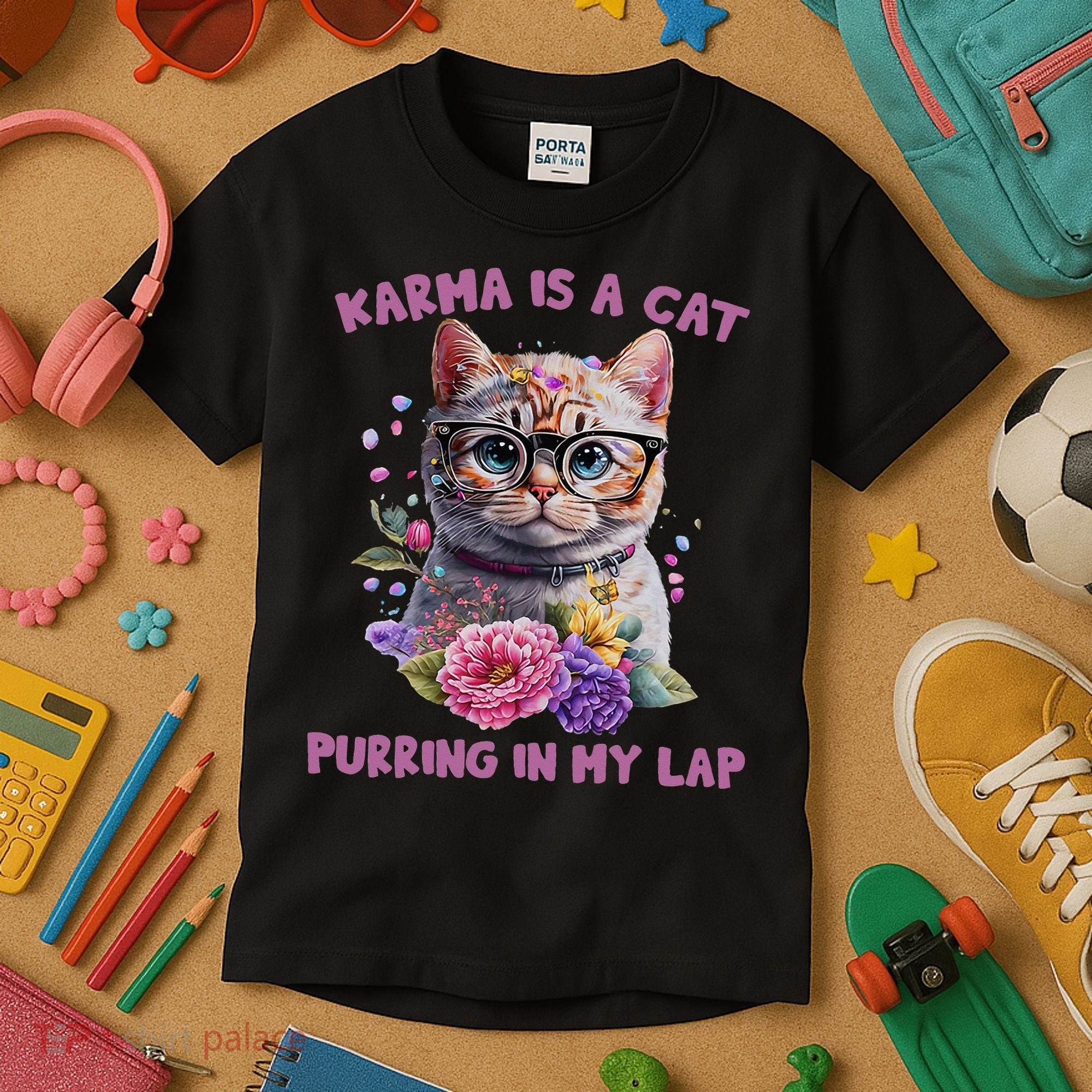 Karma Is A Cat Purring In My Lap Kids T-Shirt