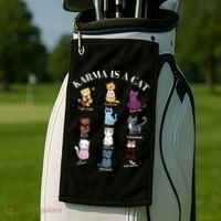 Karma Is A Cat Golf Towel thumb 2