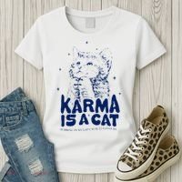 karma is a cat purring in my lap cause it loves me Women's T-Shirt thumb 3