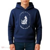Karma Is A Cat Purring In My Lap Kids Hoodie thumb 4