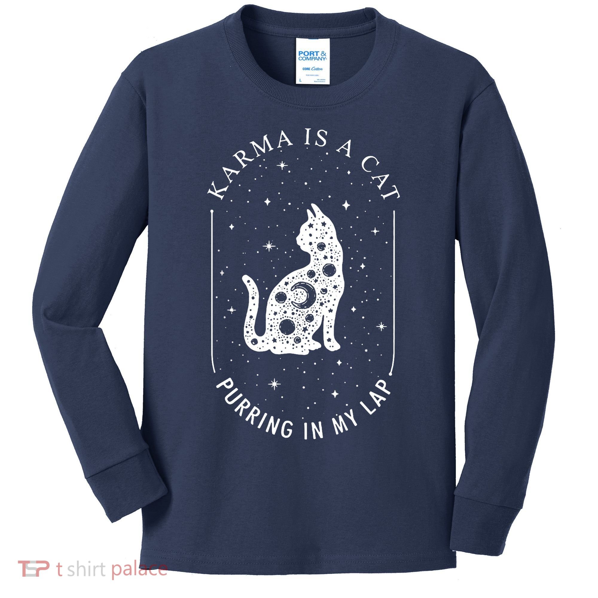 Karma Is A Cat Purring In My Lap Kids Long Sleeve Shirt
