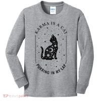 Karma Is A Cat Purring In My Lap Kids Long Sleeve Shirt thumb 0