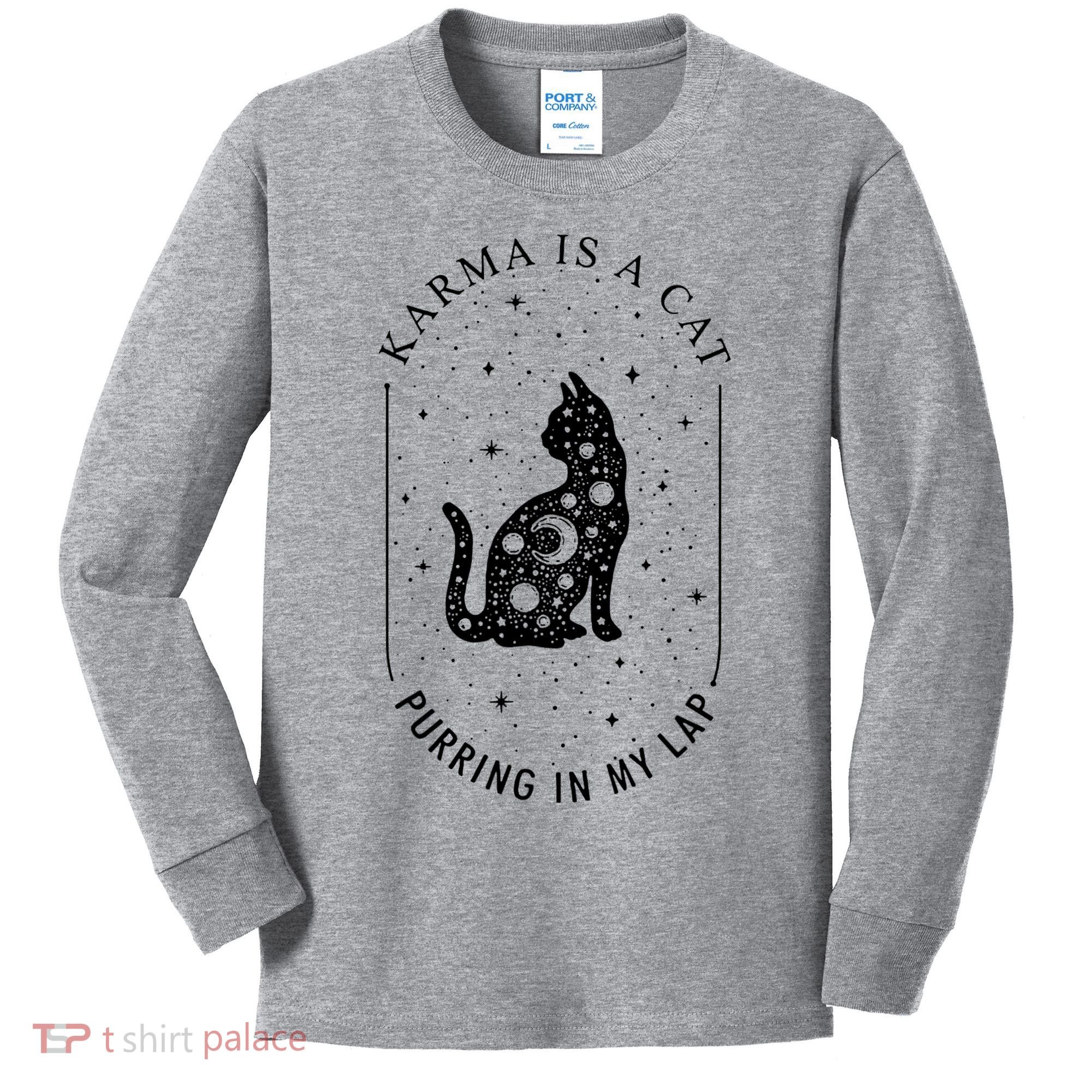 Karma Is A Cat Purring In My Lap Kids Long Sleeve Shirt