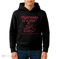 Karma Is A Cat Music Lover Fan Gift Kids Hoodie thumb 4