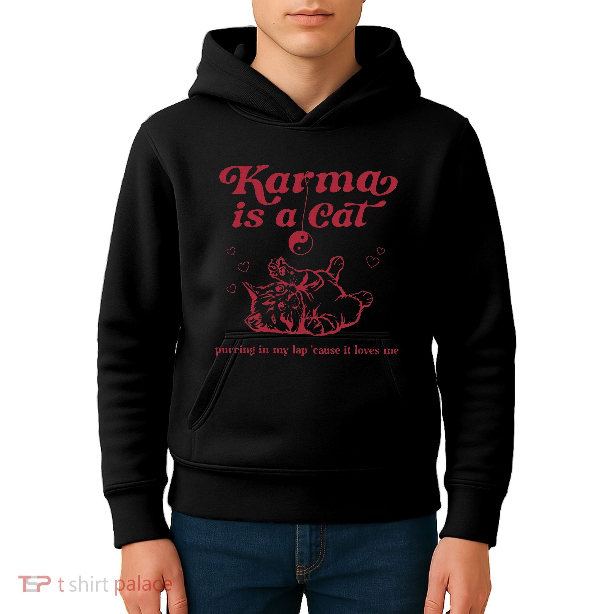 Karma Is A Cat Music Lover Fan Gift Kids Hoodie
