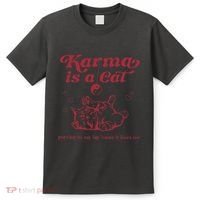 Karma Is A Cat Music Lover Fan Gift T-Shirt thumb 0